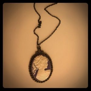 Purple cameo necklace